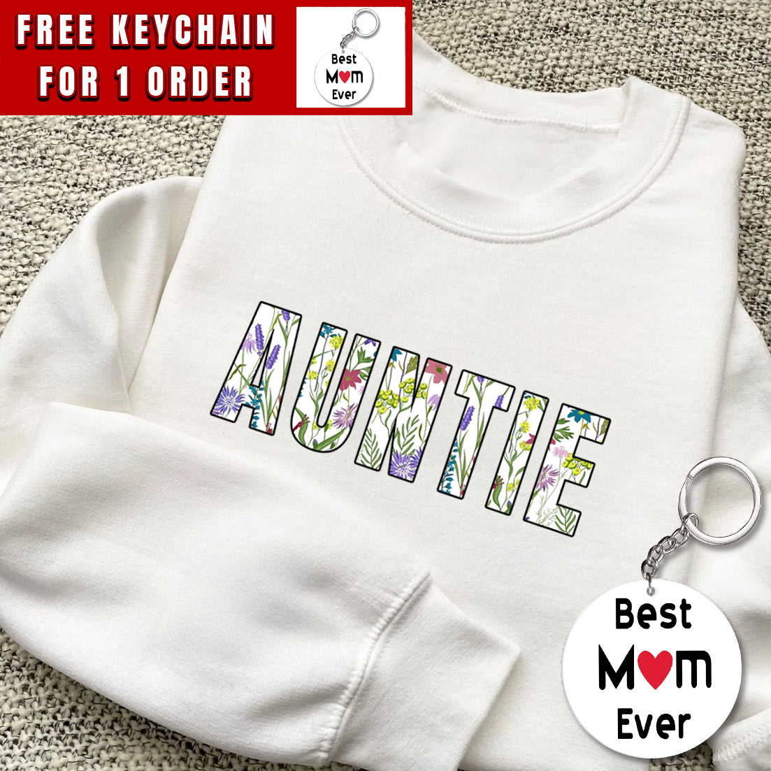 Auntie Sweatshirt, Floral Auntie Sweatshirt, Gift for Aunt, Aunt Sweatshirt, New Aunt Gift