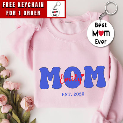 Custom Mama Sweatshirt, Mom Crewneck Sleeved with Kid Names, Motherâ€™s Day shirt, Gift for Mom from Daughter and Son