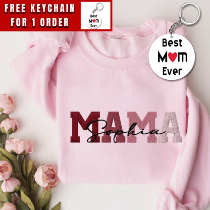 Embroidered Custom Mama Sweatshirt or Hoodie, Personalized Gift, Gift for Mother's Day