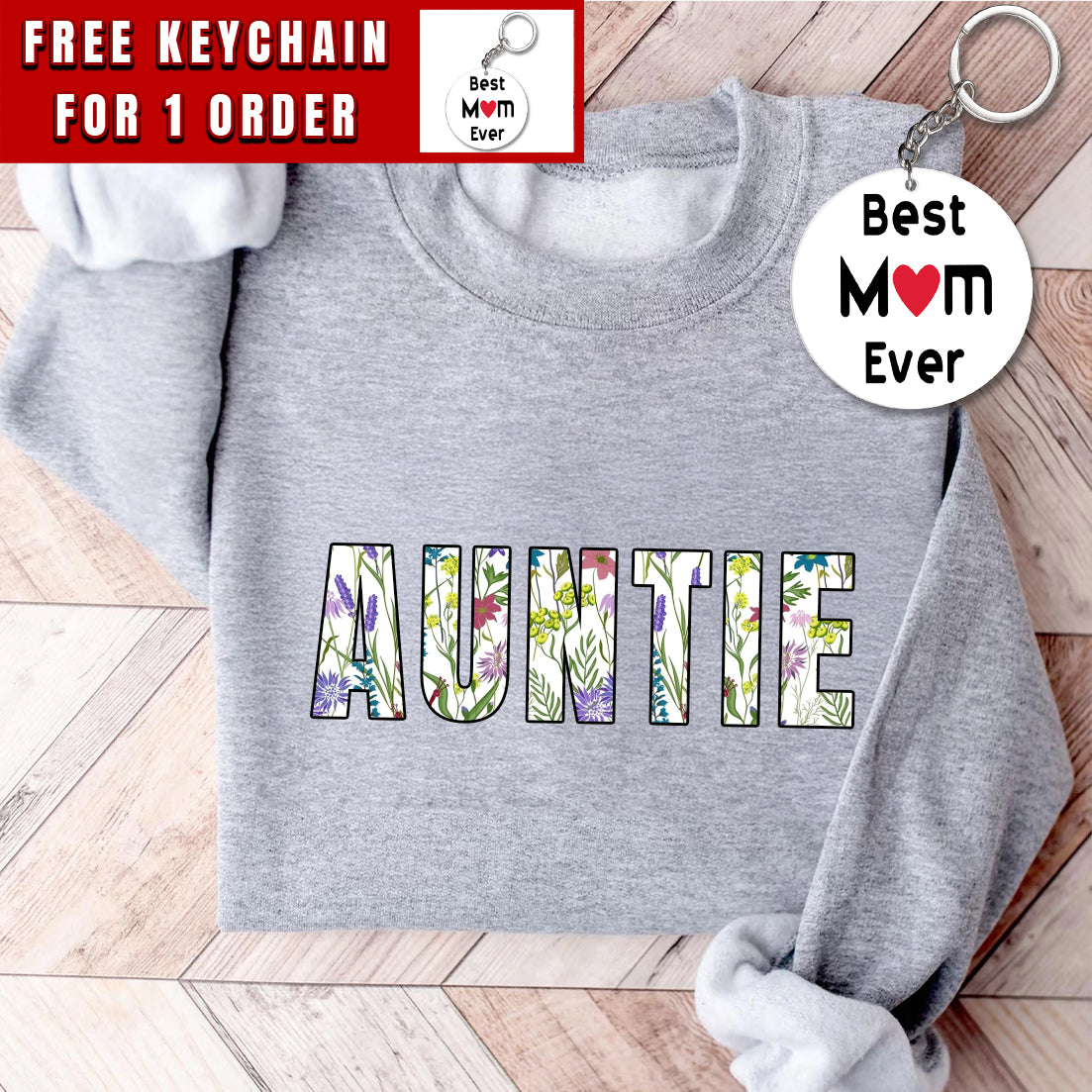 Auntie Sweatshirt, Floral Auntie Sweatshirt, Gift for Aunt, Aunt Sweatshirt, New Aunt Gift