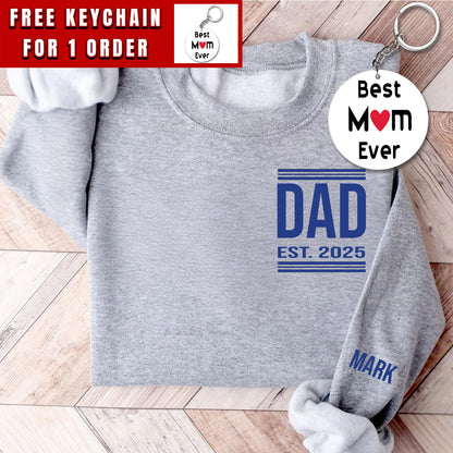 Custom Dad Sweatshirt, Personalized New Dad Hoodie With Names On Sleeve, Pregnancy Announcement Daddy Clothing