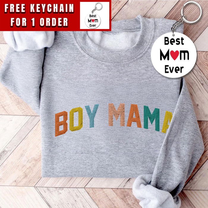 Boy Mom Sweatshirt Women Mama Sweatshirts Mom Life Sweatshirt Boy Mom Gift Embroidered Crew Neck Pullover