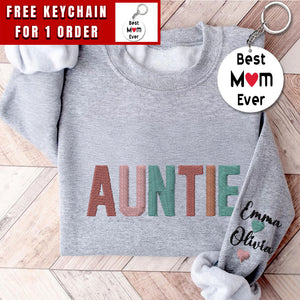 Embroidered Custom Auntie Sweatshirt, Personalized Aunt Shirt With Niece and Nephew Names, Blessed Aunty Hoodie, Customized Gift For New Aunt, Moms Day