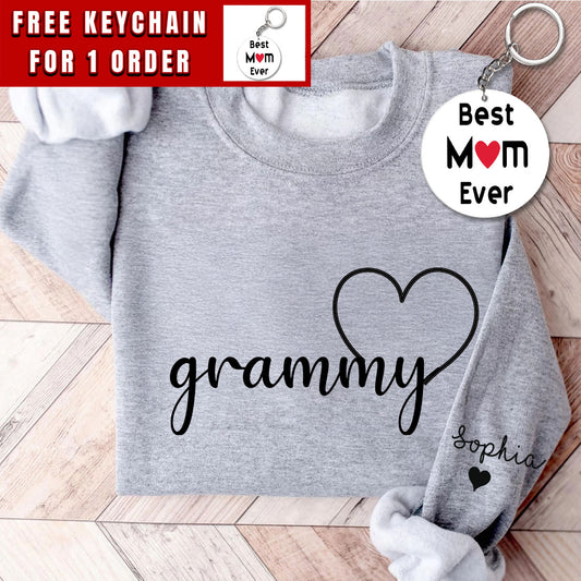 Personalized Grammy Sweatshirt, Custom Grandma Hoodie, Cute Granny Outfit With Grandkids Names On Sleeve, Grandma Clothing, Birthday Gifts