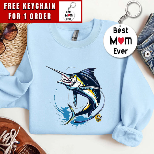 Angry Marlin Fishing Gift for Men, Marlin Fishing Funny Sweatshirt, Father's Day Gift
