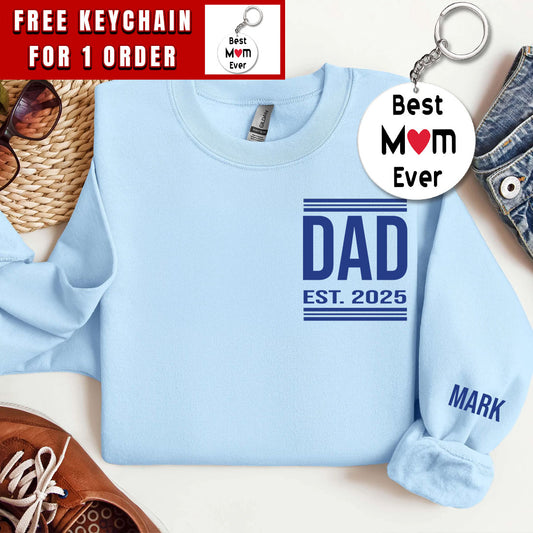 Custom Dad Sweatshirt, Personalized New Dad Hoodie With Names On Sleeve, Pregnancy Announcement Daddy Clothing