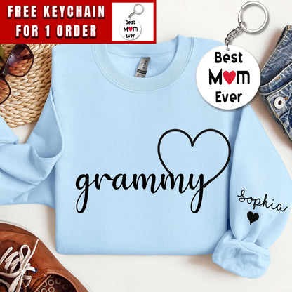 Personalized Grammy Sweatshirt, Custom Grandma Hoodie, Cute Granny Outfit With Grandkids Names On Sleeve, Grandma Clothing, Birthday Gifts