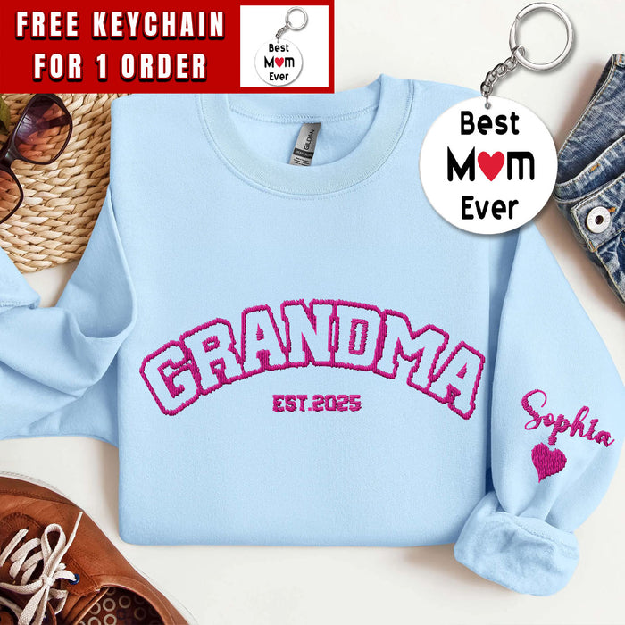 Grandma Embroidered Sweatshirt, Custom Grandma Shirt With Date, Est Year Shirt, Mother's Day Gift