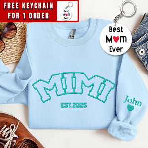 Custom Embroidered Mimi Sweatshirt With Grandkids Names, Grandma Sweatshirt Embroidered