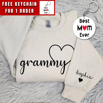 Personalized Grammy Sweatshirt, Custom Grandma Hoodie, Cute Granny Outfit With Grandkids Names On Sleeve, Grandma Clothing, Birthday Gifts