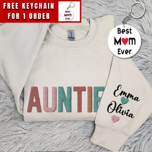 Embroidered Custom Auntie Sweatshirt, Personalized Aunt Shirt With Niece and Nephew Names, Blessed Aunty Hoodie, Customized Gift For New Aunt, Moms Day