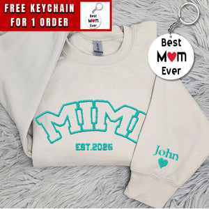 Custom Embroidered Mimi Sweatshirt With Grandkids Names, Grandma Sweatshirt Embroidered