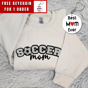 Custom Embroidered Soccer Mom Sweatshirt, Personalized Soccer Mama Crewneck Sweater, Soccer Senior Mom Gift, Soccer Lover Gifts