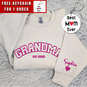 Grandma Embroidered Sweatshirt, Custom Grandma Shirt With Date, Est Year Shirt, Mother's Day Gift