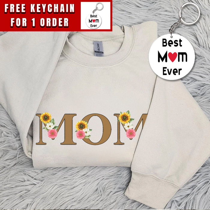 Custom Floral Mama Hoodie, Sweatshirt, T-shirt | Personalized Embroidered Gift for Moms | Perfect for Mother’s Day