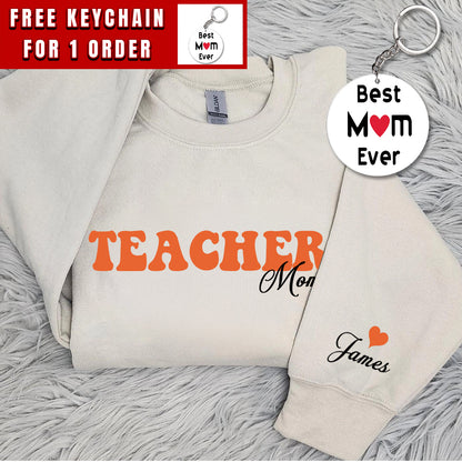 Personalized Teacher Mom Shirt, Cute Teacher Shirt, Teacher Mom Gift Sweatshirt