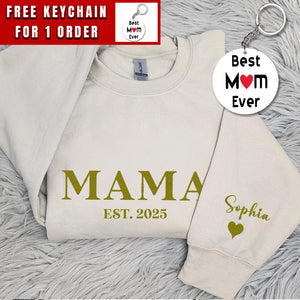 Personalized Mama Embroidered Sweatshirt, Custom Mom Embroidery Hoodie, New Mom Outfit, Pregnancy Reveal Clothing, Happy Mother's Day Gifts