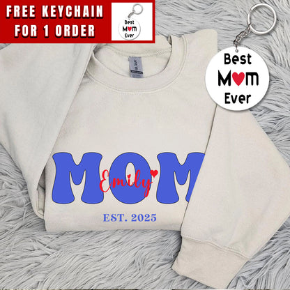 Custom Mama Sweatshirt, Mom Crewneck Sleeved with Kid Names, Motherâ€™s Day shirt, Gift for Mom from Daughter and Son