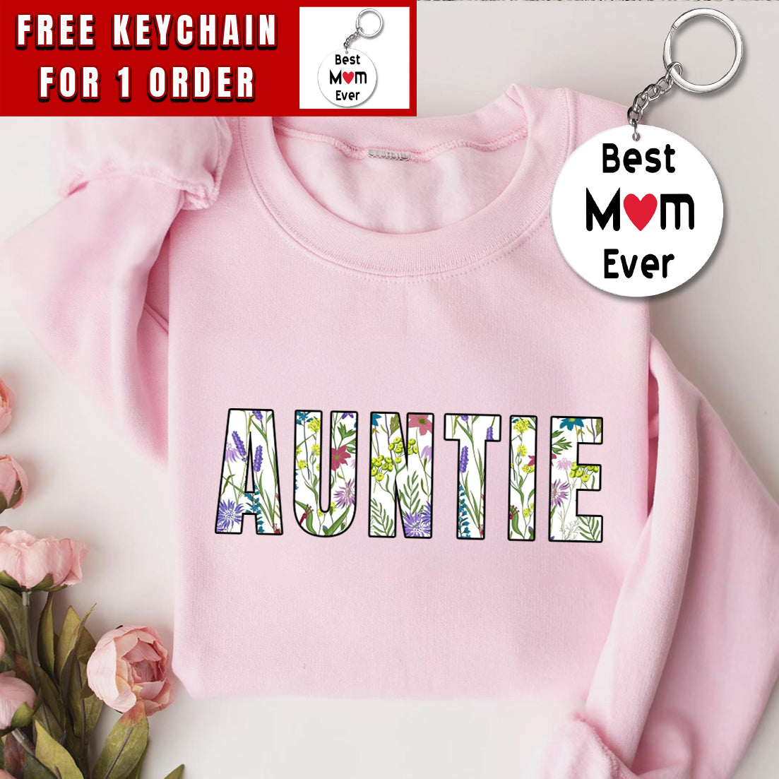 Auntie Sweatshirt, Floral Auntie Sweatshirt, Gift for Aunt, Aunt Sweatshirt, New Aunt Gift