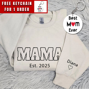 Custom Embroidered Mama Sweatshirt With Kids Names, Mama Sweatshirt Embroidered, Personalized Mimi, Momma, Mama...