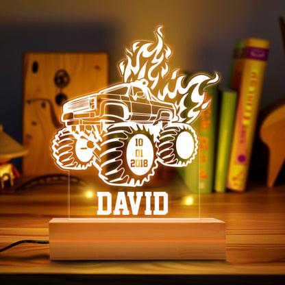 Monster Truck Personalized LED Sign, Kids Gift, Kids Decor, Night Lights, Room Decor, Monster Truck Personalized Name Light, Bedroom Decors.