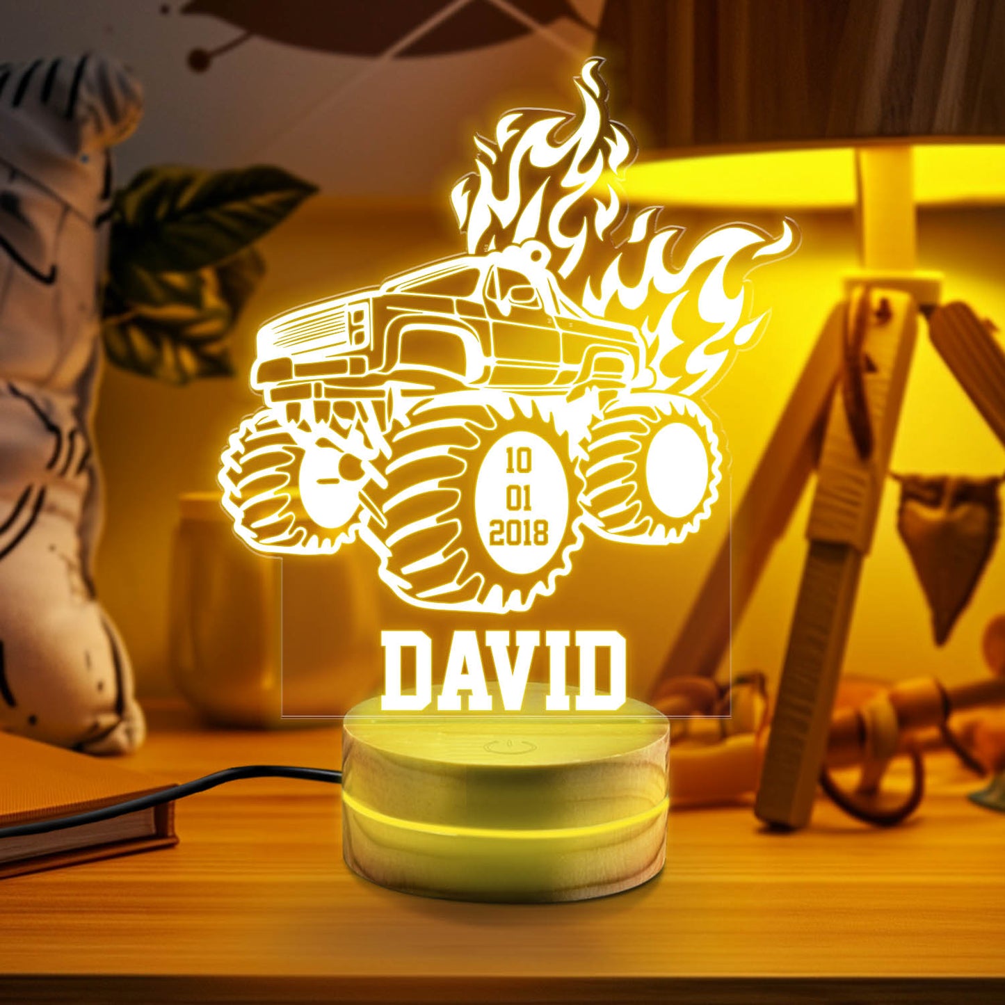 Monster Truck Personalized LED Sign, Kids Gift, Kids Decor, Night Lights, Room Decor, Monster Truck Personalized Name Light, Bedroom Decors.