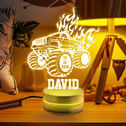 Monster Truck Personalized LED Sign, Kids Gift, Kids Decor, Night Lights, Room Decor, Monster Truck Personalized Name Light, Bedroom Decors.