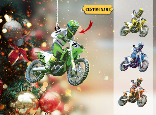 Motocross Biker Personalize Christmas Ornament, Motocross Biker christmas ornament, Ornament Decoration, Ornament For Gift, Ornament Christmas