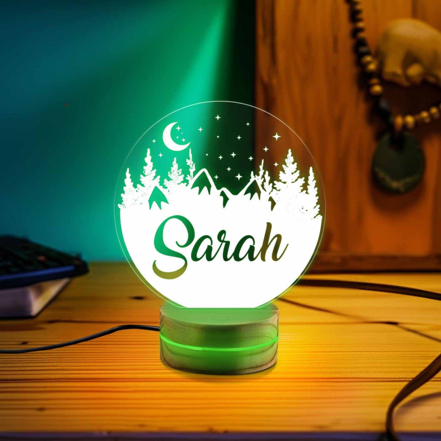 Mountains Custom Name Light, Personalized Night Sky Night Light, Moon, and Star Night Sky, Moon and Star Custom Name Night Light, Kids Lamp.