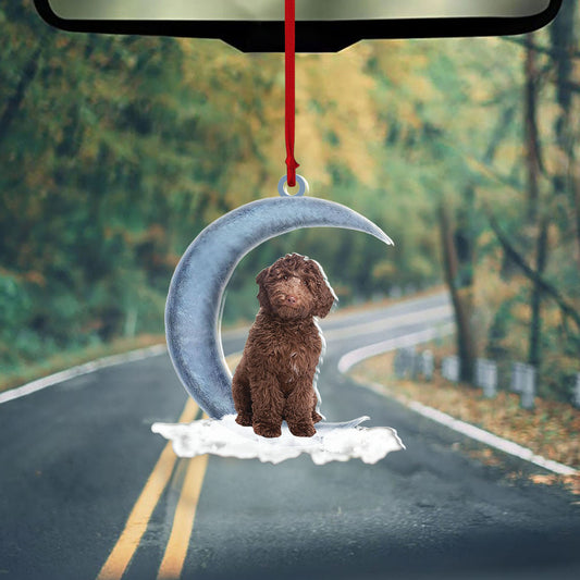 Pamaheart- Chocolate Labradoodle Sits On The Moon Hanging Ornament Dog Ornament, Car Ornament, Christmas Ornament, Ornament Decoration, Ornament Christmas - TeeZworldVN