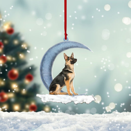 Pamaheart- Ornament- German Shepherd Sits On The Moon Hanging Ornament Dog Ornament, Car Ornament, Christmas Ornament, Ornament Decoration, Ornament Christmas - TeeZworldVN