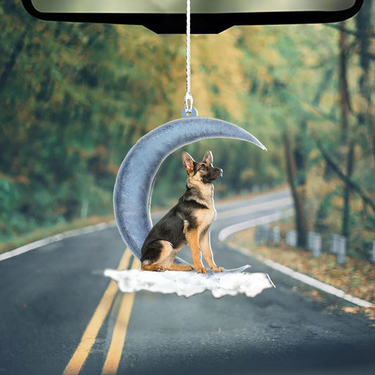 Pamaheart- Ornament- German Shepherd Sits On The Moon Hanging Ornament Dog Ornament, Car Ornament, Christmas Ornament, Ornament Decoration, Ornament Christmas - TeeZworldVN