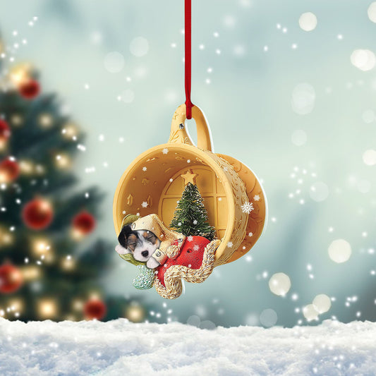 Pamaheart- Parson Russell Terrier Sleeping in a tiny cup Christmas Holiday-Two Sided Ornament, Christmas Ornament, Ornament Decoration, Ornament Christmas - TeeZworldVN