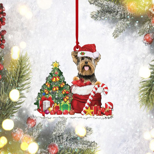 Pamaheart-Yorkshire Terrier Gift Bag Two Sided Mica Plastic Ornament, Car Ornament, Pet Lovers Gift, Christmas Decor, Christmas Gift, Ornament Decoration, Ornament Christmas - TeeZworldVN