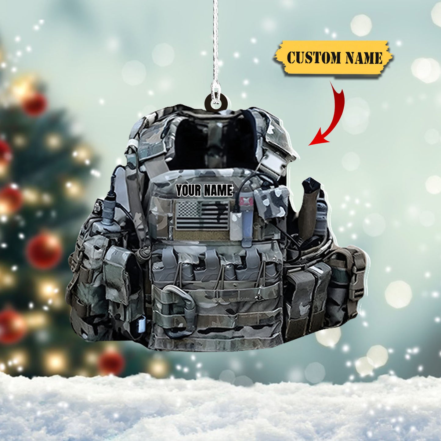 Personalized Army Equipment Ornament, Custom Military Equipment Flat Acrylic Ornament, Ornament For Him, Gift For Him, Ornament Christmas
