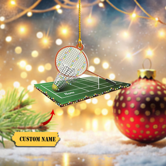 Personalized Badminton Court Christmas Light Ornament, Badminton Car Ornament, Ornament Decoration, Ornament For Gift, Ornament Christmas