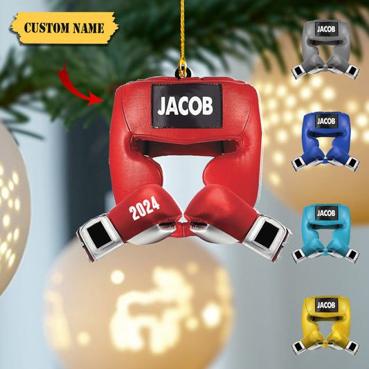 Personalized Boxing Ornament, Boxing Gloves Christmas Light Ornament, Custom Boxing Ornament, Kick Boxing Ornament, Gift for Boxing Lovers 4, Ornament Decoration, Ornament For Gift, Ornament Christmas