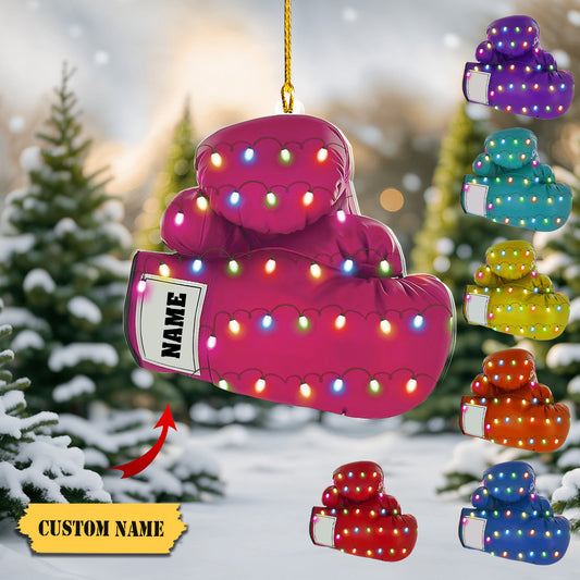 Personalized Boxing Ornament, Boxing Gloves Christmas Light Ornament, Custom Boxing Ornament, Kick Boxing Ornament, Gift for Boxing Lovers2, Ornament Decoration, Ornament For Gift, Ornament Christmas