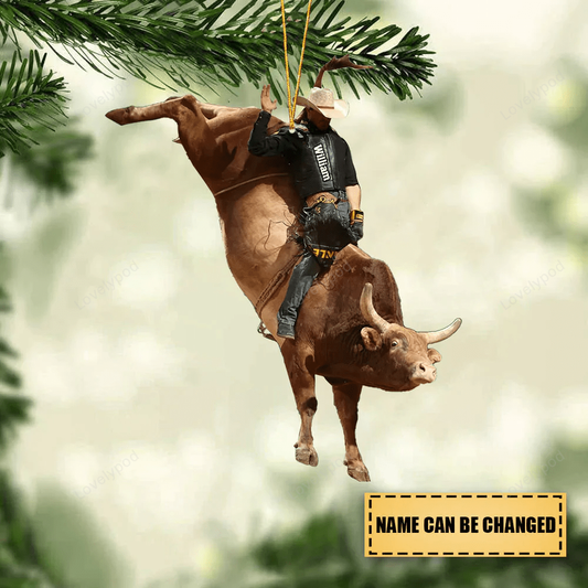 Personalized Bull Riding Ornament - Gift Idea For Cowboy, Ornament Decoration, Ornament For Gift, Ornament Christmas