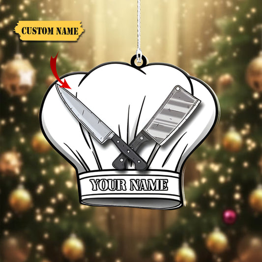 Personalized Chef Hat Custom Shaped Ornament, Ornament Decoration, Ornament For Gift, Ornament Christmas
