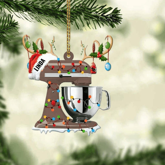 Personalized Christmas Reindeer Baking Mixer Ornament for Baker, Gift for Mom Who loves Baking, Ornament Decoration, Ornament For Gift, Ornament Christmas