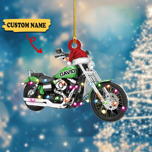 Personalized Cool Multicolor Hat Motorcycle Christmas Acrylic Ornaments, Motorcycle Ornament for Men, Ornament Decoration, Ornament For Gift, Ornament Christmas