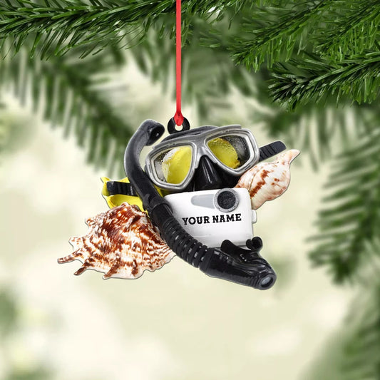 Personalized Diver Snorkel Ornament, Scuba Diving Ornament, Scuba Diver Ornament, Ornament Decoration, Ornament For Gift, Ornament Christmas