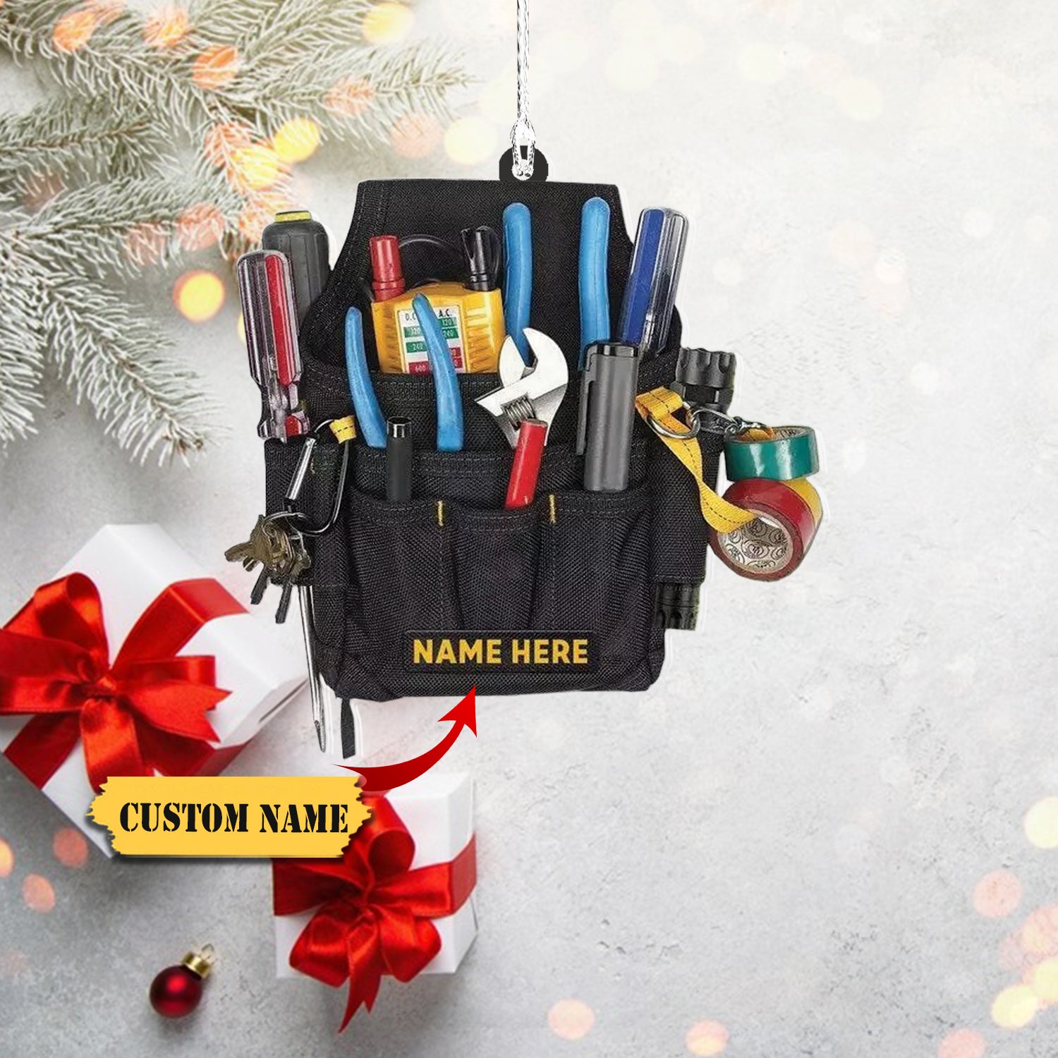 Personalized Electrician Tool Bag Christmas Ornament Tool Bag Ornament Electri, Ornament For Him, Gift For Him, Ornament Christmas