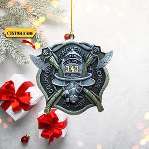 Personalized Firefighter Number Shape Ornament, Ornament Decoration, Ornament Christmas