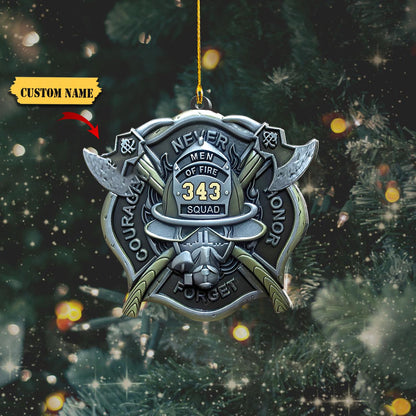Personalized Firefighter Number Shape Ornament, Ornament Decoration, Ornament Christmas
