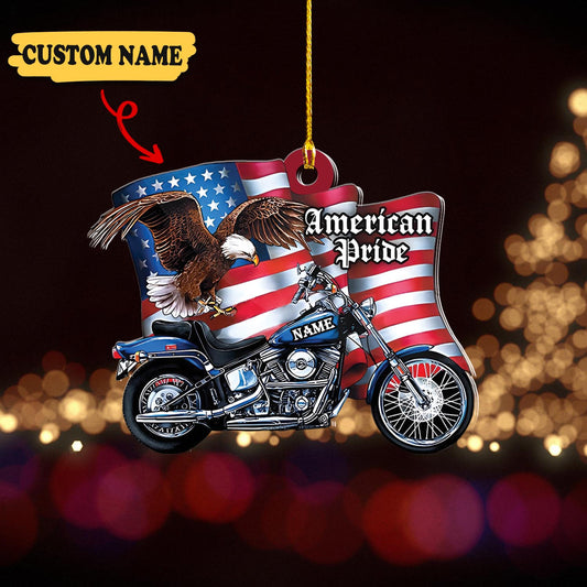 Personalized Flag Motorcycle Ornament - Christmas acrylic Ornament, Ornament Decoration, Ornament For Gift, Ornament Christmas