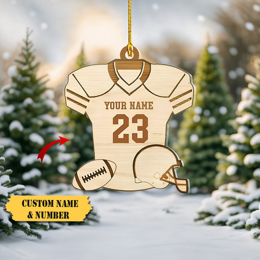 Personalized Football Rugby Lovers Custom Wood Ornament, Ornament Decoration, Ornament For Gift, Ornament Christmas
