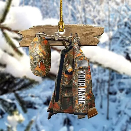 Personalized Hunting Ornament Hunter Vest Custom Name Ornament Wood Mica Plastic2, Ornament Decoration, Ornament For Gift, Ornament Christmas
