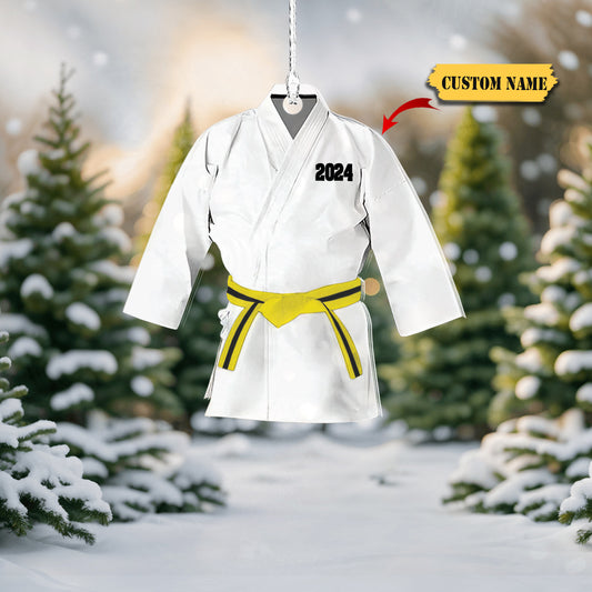 Personalized Karate Belt Color Custom Shaped Ornament, Ornament Decoration, Ornament For Gift, Ornament Christmas